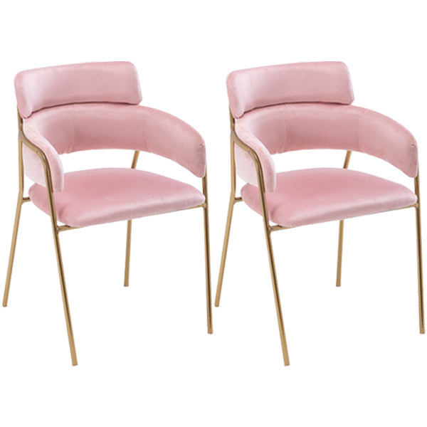 Glam Style Metal Kitchen Dining Room Chair Open Back Side Copper Chairs Pink 2 Piece Set Clearhalo ' kitchen&dining_furn' 'Dining Chairs' 'Dining Tables & Seating' 'dining_chair' 'furn' 'furn_dining_chair' 'Furniture' 'furniture_dining_chair' 'Kitchen & Dining Furniture' 'kitchen' 3574029