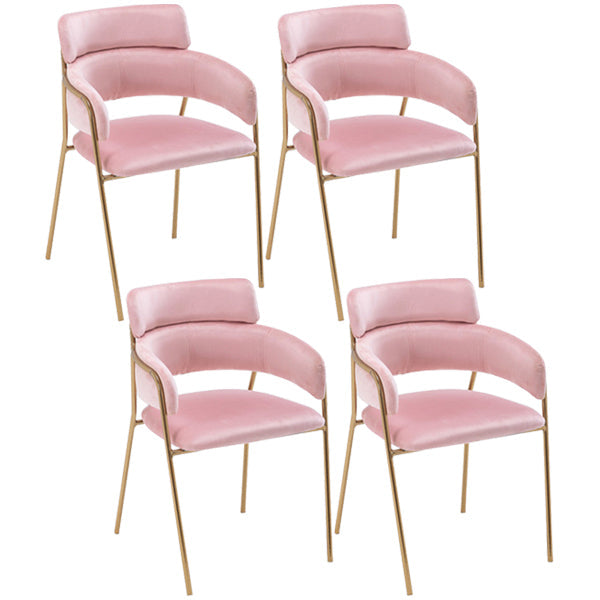 Glam Style Metal Kitchen Dining Room Chair Open Back Side Copper Chairs Pink 4 Piece Set Clearhalo ' kitchen&dining_furn' 'Dining Chairs' 'Dining Tables & Seating' 'dining_chair' 'furn' 'furn_dining_chair' 'Furniture' 'furniture_dining_chair' 'Kitchen & Dining Furniture' 'kitchen' 3574030