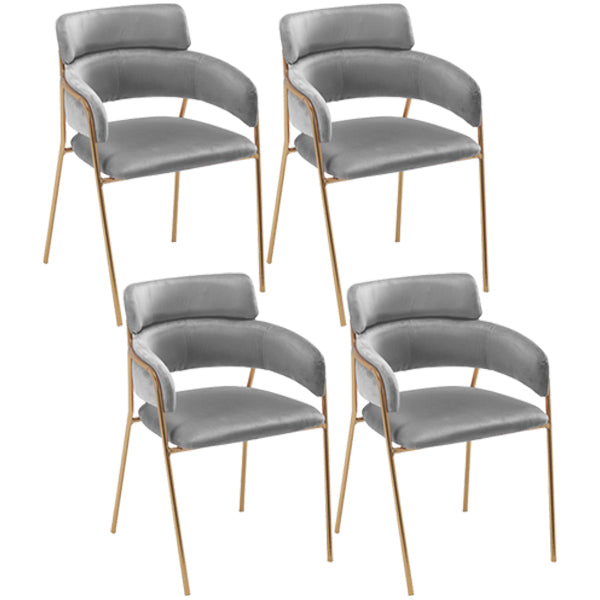 Glam Style Metal Kitchen Dining Room Chair Open Back Side Copper Chairs Dark Gray 4 Piece Set Clearhalo ' kitchen&dining_furn' 'Dining Chairs' 'Dining Tables & Seating' 'dining_chair' 'furn' 'furn_dining_chair' 'Furniture' 'furniture_dining_chair' 'Kitchen & Dining Furniture' 'kitchen' 3574039