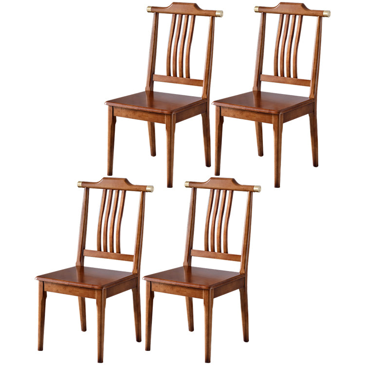 Traditional 18'' Wide Wood Dining Side Chair Slat Back Chair for Home Use Walnut 4 Piece Set Clearhalo ' kitchen&dining_furn' 'Dining Chairs' 'Dining Tables & Seating' 'dining_chair' 'furn' 'furn_dining_chair' 'Furniture' 'furniture_dining_chair' 'Kitchen & Dining Furniture' 'kitchen' 3574048