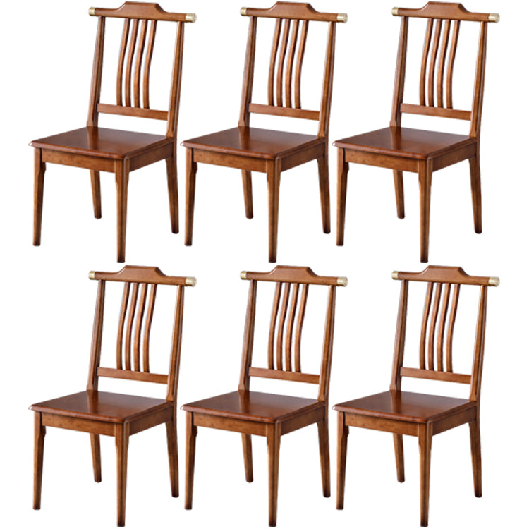 Traditional 18'' Wide Wood Dining Side Chair Slat Back Chair for Home Use Walnut 6 Piece Set Clearhalo ' kitchen&dining_furn' 'Dining Chairs' 'Dining Tables & Seating' 'dining_chair' 'furn' 'furn_dining_chair' 'Furniture' 'furniture_dining_chair' 'Kitchen & Dining Furniture' 'kitchen' 3574050