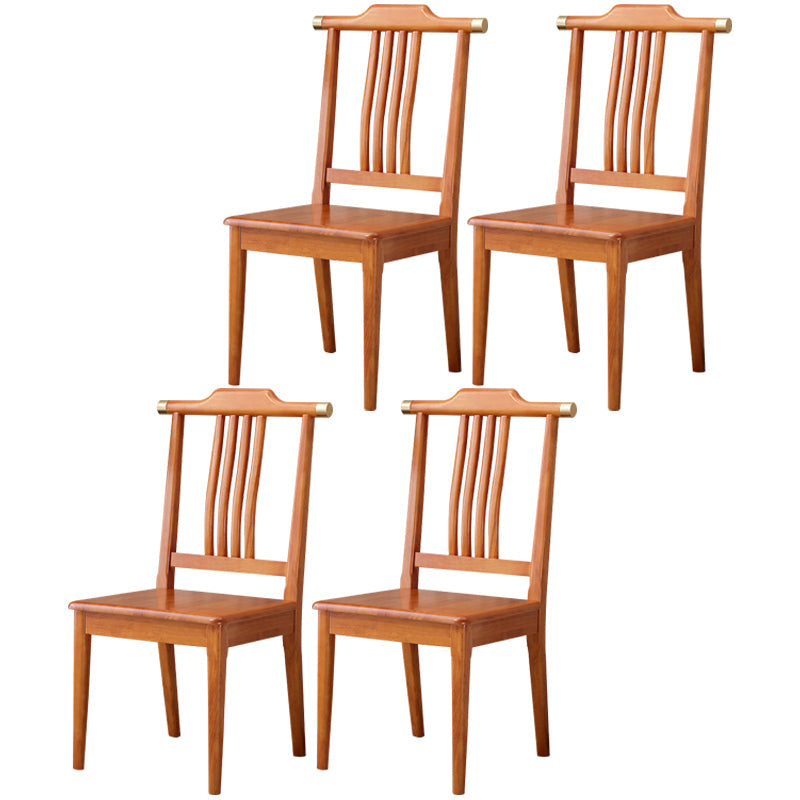 Traditional 18'' Wide Wood Dining Side Chair Slat Back Chair for Home Use Brown 4 Piece Set Clearhalo ' kitchen&dining_furn' 'Dining Chairs' 'Dining Tables & Seating' 'dining_chair' 'furn' 'furn_dining_chair' 'Furniture' 'furniture_dining_chair' 'Kitchen & Dining Furniture' 'kitchen' 3574063