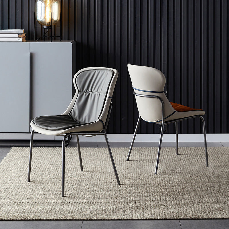 Leather Side Dining Chairs Modern Upholstered Wingback Side Chair with Metal Legs Clearhalo ' kitchen&dining_furn' 'Dining Chairs' 'Dining Tables & Seating' 'dining_chair' 'furn' 'furn_dining_chair' 'Furniture' 'furniture_dining_chair' 'Kitchen & Dining Furniture' 'kitchen' 3574065