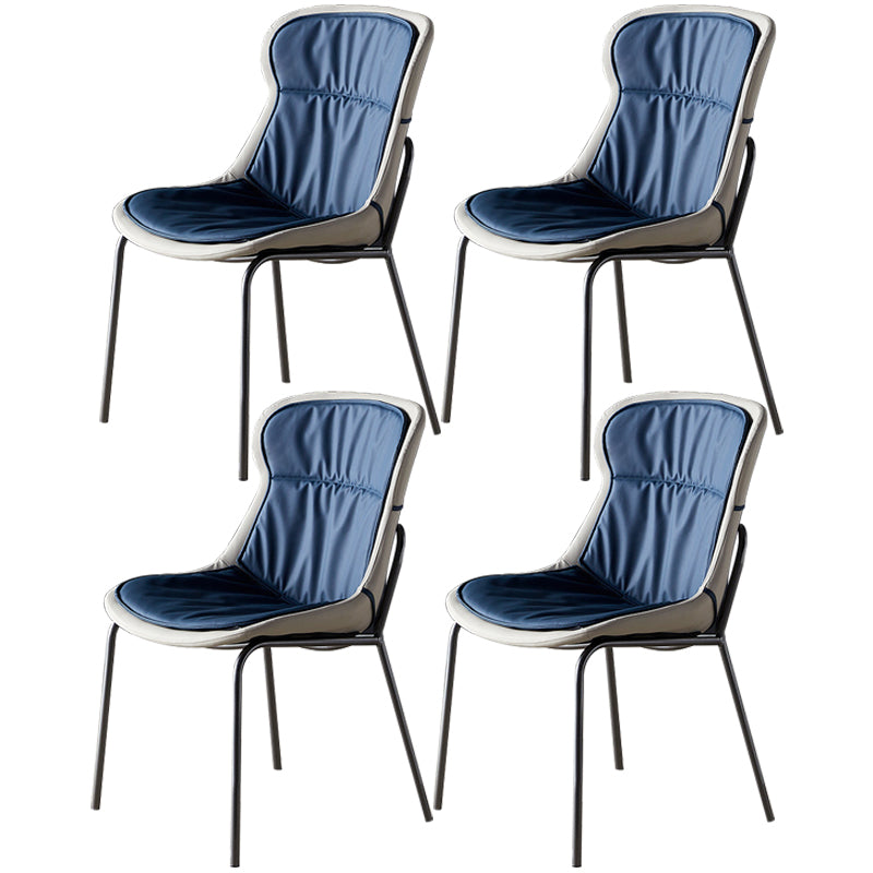 Leather Side Dining Chairs Modern Upholstered Wingback Side Chair with Metal Legs Navy Blue 4 Piece Set Clearhalo ' kitchen&dining_furn' 'Dining Chairs' 'Dining Tables & Seating' 'dining_chair' 'furn' 'furn_dining_chair' 'Furniture' 'furniture_dining_chair' 'Kitchen & Dining Furniture' 'kitchen' 3574066