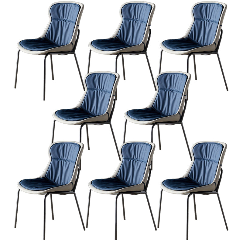 Leather Side Dining Chairs Modern Upholstered Wingback Side Chair with Metal Legs Navy Blue 8 Piece Set Clearhalo ' kitchen&dining_furn' 'Dining Chairs' 'Dining Tables & Seating' 'dining_chair' 'furn' 'furn_dining_chair' 'Furniture' 'furniture_dining_chair' 'Kitchen & Dining Furniture' 'kitchen' 3574068