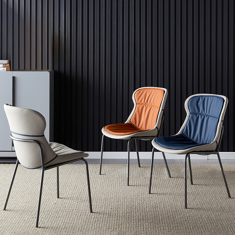 Leather Side Dining Chairs Modern Upholstered Wingback Side Chair with Metal Legs Clearhalo ' kitchen&dining_furn' 'Dining Chairs' 'Dining Tables & Seating' 'dining_chair' 'furn' 'furn_dining_chair' 'Furniture' 'furniture_dining_chair' 'Kitchen & Dining Furniture' 'kitchen' 3574069