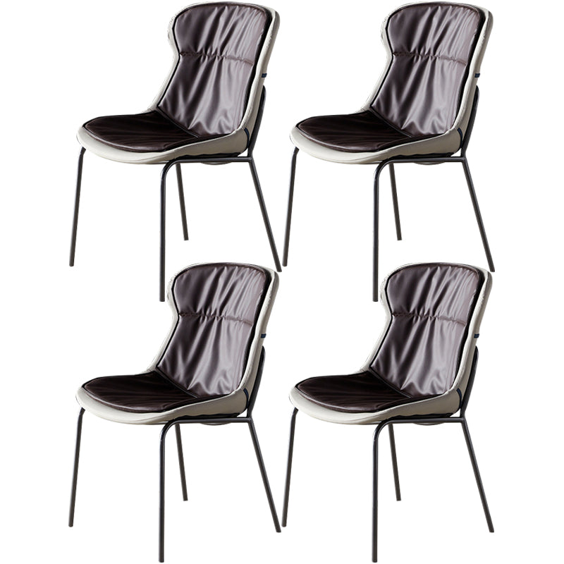 Leather Side Dining Chairs Modern Upholstered Wingback Side Chair with Metal Legs Dark Brown 4 Piece Set Clearhalo ' kitchen&dining_furn' 'Dining Chairs' 'Dining Tables & Seating' 'dining_chair' 'furn' 'furn_dining_chair' 'Furniture' 'furniture_dining_chair' 'Kitchen & Dining Furniture' 'kitchen' 3574070