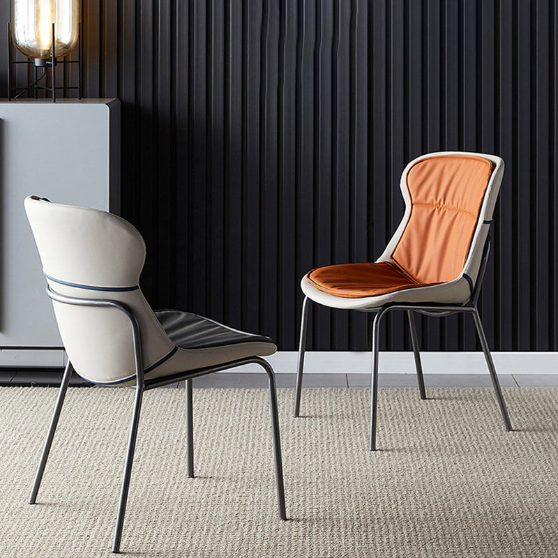 Leather Side Dining Chairs Modern Upholstered Wingback Side Chair with Metal Legs Clearhalo ' kitchen&dining_furn' 'Dining Chairs' 'Dining Tables & Seating' 'dining_chair' 'furn' 'furn_dining_chair' 'Furniture' 'furniture_dining_chair' 'Kitchen & Dining Furniture' 'kitchen' 3574072