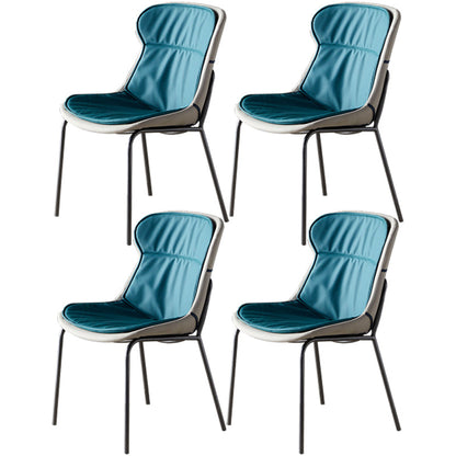 Leather Side Dining Chairs Modern Upholstered Wingback Side Chair with Metal Legs Navy 4 Piece Set Clearhalo ' kitchen&dining_furn' 'Dining Chairs' 'Dining Tables & Seating' 'dining_chair' 'furn' 'furn_dining_chair' 'Furniture' 'furniture_dining_chair' 'Kitchen & Dining Furniture' 'kitchen' 3574073