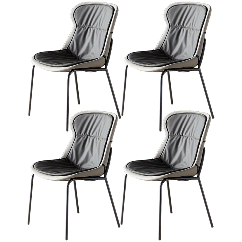 Leather Side Dining Chairs Modern Upholstered Wingback Side Chair with Metal Legs Dark Gray 4 Piece Set Clearhalo ' kitchen&dining_furn' 'Dining Chairs' 'Dining Tables & Seating' 'dining_chair' 'furn' 'furn_dining_chair' 'Furniture' 'furniture_dining_chair' 'Kitchen & Dining Furniture' 'kitchen' 3574077