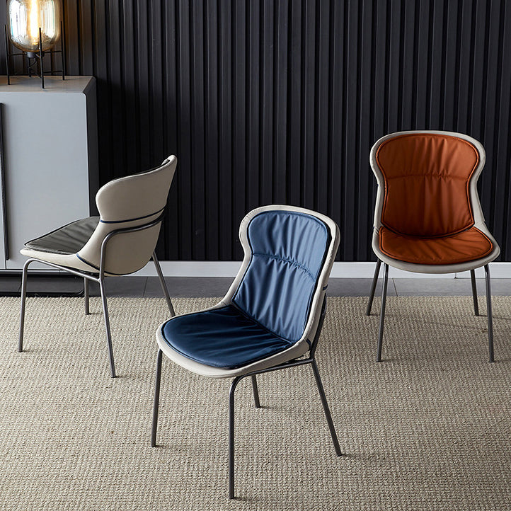 Leather Side Dining Chairs Modern Upholstered Wingback Side Chair with Metal Legs Clearhalo ' kitchen&dining_furn' 'Dining Chairs' 'Dining Tables & Seating' 'dining_chair' 'furn' 'furn_dining_chair' 'Furniture' 'furniture_dining_chair' 'Kitchen & Dining Furniture' 'kitchen' 3574078