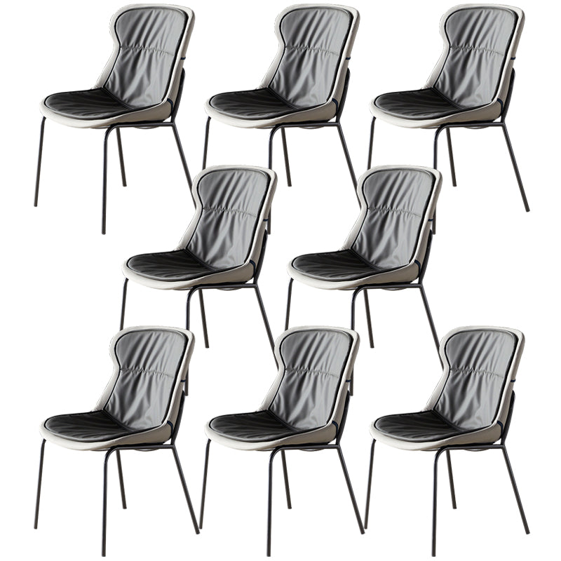Leather Side Dining Chairs Modern Upholstered Wingback Side Chair with Metal Legs Dark Gray 8 Piece Set Clearhalo ' kitchen&dining_furn' 'Dining Chairs' 'Dining Tables & Seating' 'dining_chair' 'furn' 'furn_dining_chair' 'Furniture' 'furniture_dining_chair' 'Kitchen & Dining Furniture' 'kitchen' 3574079