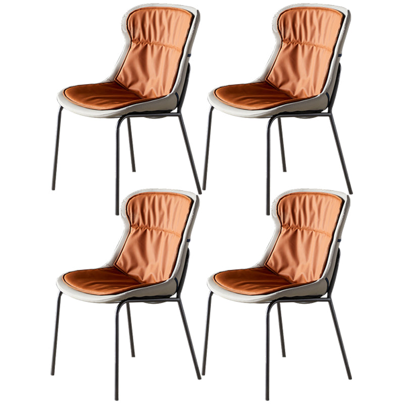 Leather Side Dining Chairs Modern Upholstered Wingback Side Chair with Metal Legs Orange 4 Piece Set Clearhalo ' kitchen&dining_furn' 'Dining Chairs' 'Dining Tables & Seating' 'dining_chair' 'furn' 'furn_dining_chair' 'Furniture' 'furniture_dining_chair' 'Kitchen & Dining Furniture' 'kitchen' 3574081