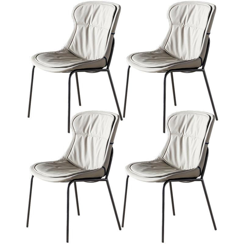 Leather Side Dining Chairs Modern Upholstered Wingback Side Chair with Metal Legs Light Gray 4 Piece Set Clearhalo ' kitchen&dining_furn' 'Dining Chairs' 'Dining Tables & Seating' 'dining_chair' 'furn' 'furn_dining_chair' 'Furniture' 'furniture_dining_chair' 'Kitchen & Dining Furniture' 'kitchen' 3574083