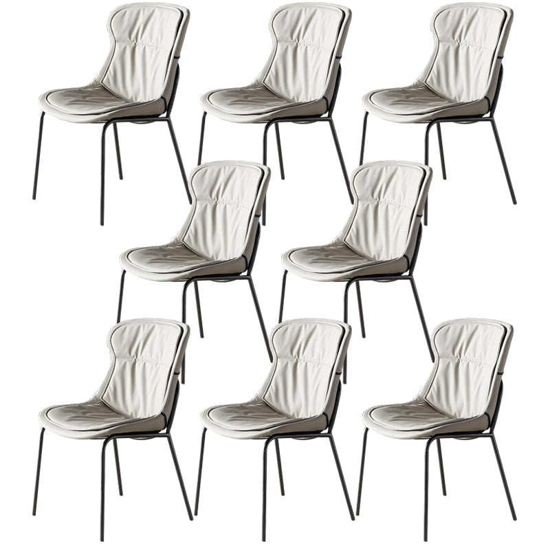 Leather Side Dining Chairs Modern Upholstered Wingback Side Chair with Metal Legs Light Gray 8 Piece Set Clearhalo ' kitchen&dining_furn' 'Dining Chairs' 'Dining Tables & Seating' 'dining_chair' 'furn' 'furn_dining_chair' 'Furniture' 'furniture_dining_chair' 'Kitchen & Dining Furniture' 'kitchen' 3574084