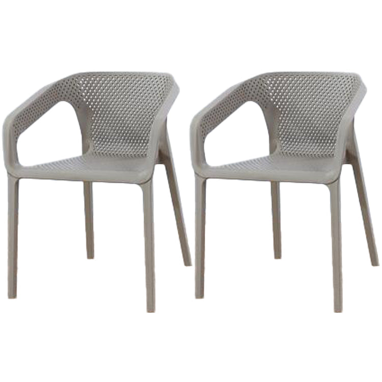 Contemporary Style Dining Room Plastic Arm Chair Multicolor Stacking Dining Chair Grey 2 Piece Set Clearhalo ' kitchen&dining_furn' 'Dining Chairs' 'Dining Tables & Seating' 'dining_chair' 'furn' 'furn_dining_chair' 'Furniture' 'furniture_dining_chair' 'Kitchen & Dining Furniture' 'kitchen' 3574086