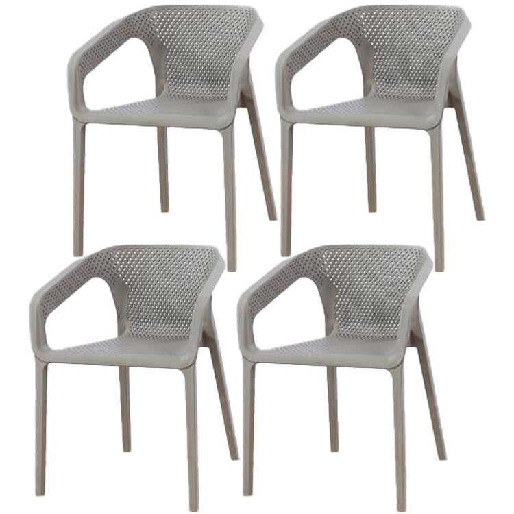 Contemporary Style Dining Room Plastic Arm Chair Multicolor Stacking Dining Chair Grey 4 Piece Set Clearhalo ' kitchen&dining_furn' 'Dining Chairs' 'Dining Tables & Seating' 'dining_chair' 'furn' 'furn_dining_chair' 'Furniture' 'furniture_dining_chair' 'Kitchen & Dining Furniture' 'kitchen' 3574088