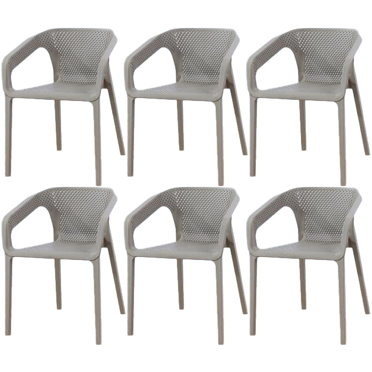 Contemporary Style Dining Room Plastic Arm Chair Multicolor Stacking Dining Chair Grey 6 Piece Set Clearhalo ' kitchen&dining_furn' 'Dining Chairs' 'Dining Tables & Seating' 'dining_chair' 'furn' 'furn_dining_chair' 'Furniture' 'furniture_dining_chair' 'Kitchen & Dining Furniture' 'kitchen' 3574089