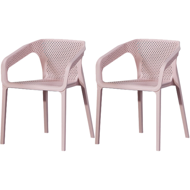 Contemporary Style Dining Room Plastic Arm Chair Multicolor Stacking Dining Chair Pink 2 Piece Set Clearhalo ' kitchen&dining_furn' 'Dining Chairs' 'Dining Tables & Seating' 'dining_chair' 'furn' 'furn_dining_chair' 'Furniture' 'furniture_dining_chair' 'Kitchen & Dining Furniture' 'kitchen' 3574091