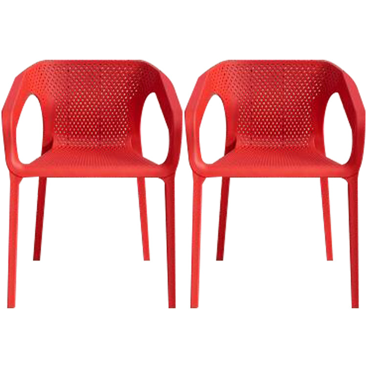 Contemporary Style Dining Room Plastic Arm Chair Multicolor Stacking Dining Chair Red 2 Piece Set Clearhalo ' kitchen&dining_furn' 'Dining Chairs' 'Dining Tables & Seating' 'dining_chair' 'furn' 'furn_dining_chair' 'Furniture' 'furniture_dining_chair' 'Kitchen & Dining Furniture' 'kitchen' 3574097