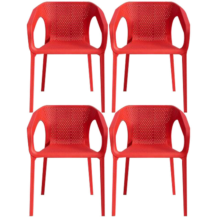 Contemporary Style Dining Room Plastic Arm Chair Multicolor Stacking Dining Chair Red 4 Piece Set Clearhalo ' kitchen&dining_furn' 'Dining Chairs' 'Dining Tables & Seating' 'dining_chair' 'furn' 'furn_dining_chair' 'Furniture' 'furniture_dining_chair' 'Kitchen & Dining Furniture' 'kitchen' 3574099