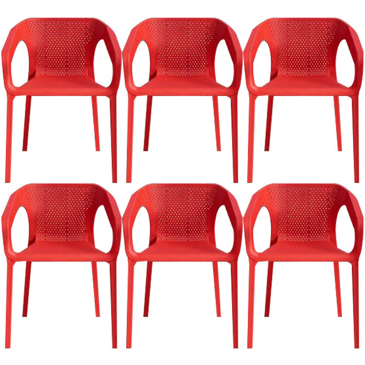 Contemporary Style Dining Room Plastic Arm Chair Multicolor Stacking Dining Chair Red 6 Piece Set Clearhalo ' kitchen&dining_furn' 'Dining Chairs' 'Dining Tables & Seating' 'dining_chair' 'furn' 'furn_dining_chair' 'Furniture' 'furniture_dining_chair' 'Kitchen & Dining Furniture' 'kitchen' 3574102