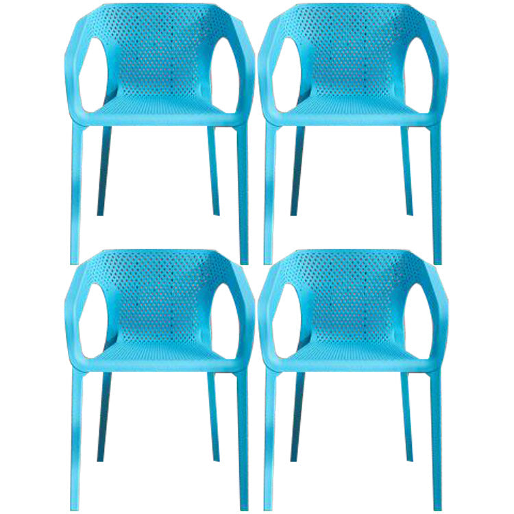 Contemporary Style Dining Room Plastic Arm Chair Multicolor Stacking Dining Chair Blue 4 Piece Set Clearhalo ' kitchen&dining_furn' 'Dining Chairs' 'Dining Tables & Seating' 'dining_chair' 'furn' 'furn_dining_chair' 'Furniture' 'furniture_dining_chair' 'Kitchen & Dining Furniture' 'kitchen' 3574105