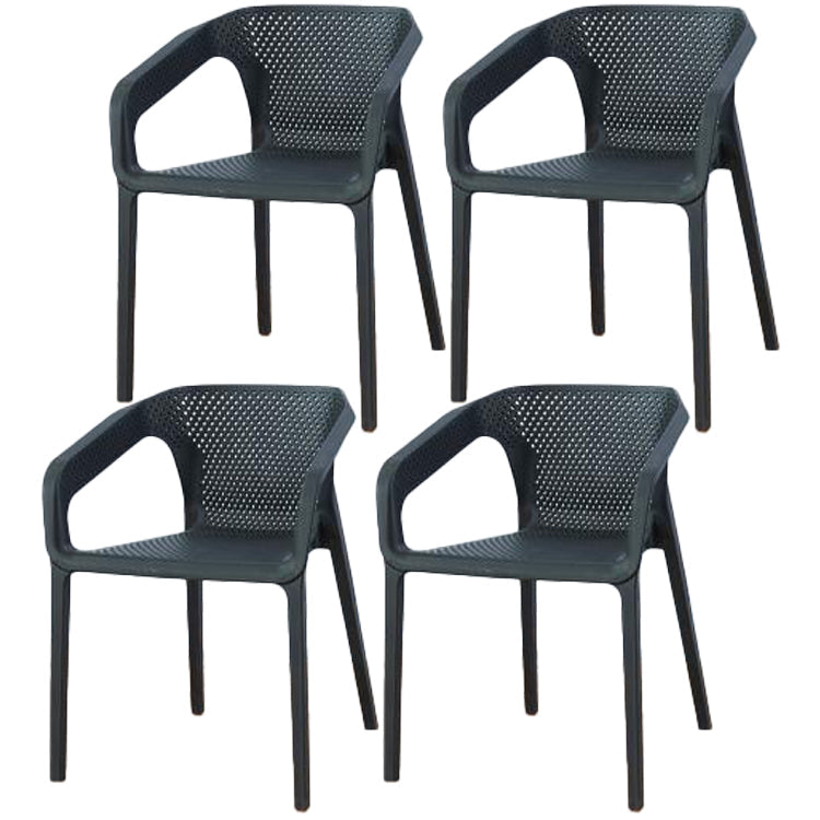 Contemporary Style Dining Room Plastic Arm Chair Multicolor Stacking Dining Chair Black 4 Piece Set Clearhalo ' kitchen&dining_furn' 'Dining Chairs' 'Dining Tables & Seating' 'dining_chair' 'furn' 'furn_dining_chair' 'Furniture' 'furniture_dining_chair' 'Kitchen & Dining Furniture' 'kitchen' 3574111