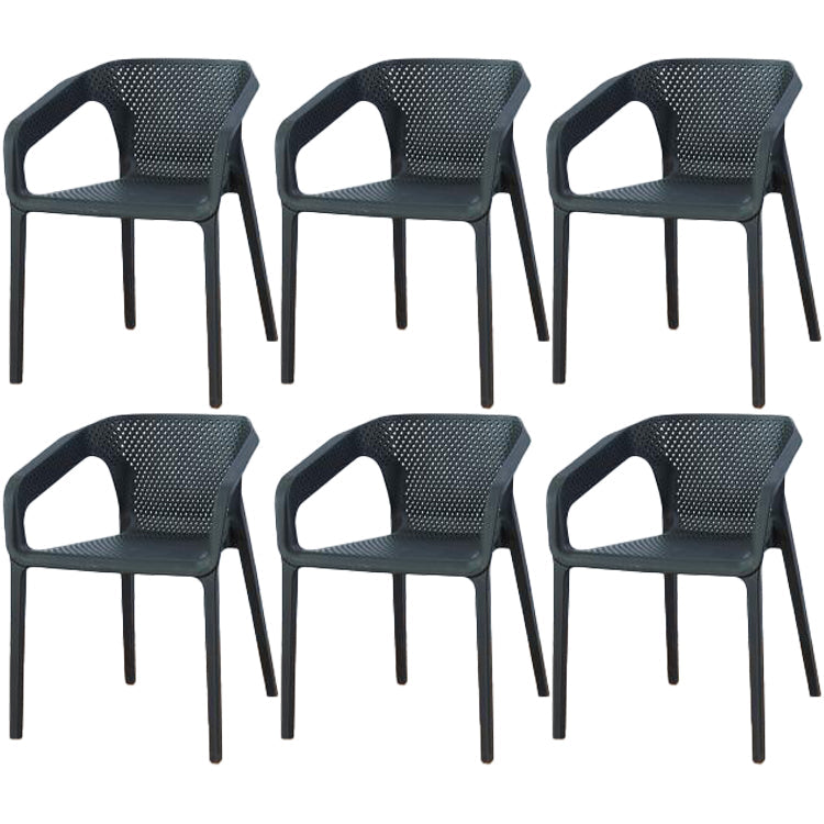 Contemporary Style Dining Room Plastic Arm Chair Multicolor Stacking Dining Chair Black 6 Piece Set Clearhalo ' kitchen&dining_furn' 'Dining Chairs' 'Dining Tables & Seating' 'dining_chair' 'furn' 'furn_dining_chair' 'Furniture' 'furniture_dining_chair' 'Kitchen & Dining Furniture' 'kitchen' 3574112