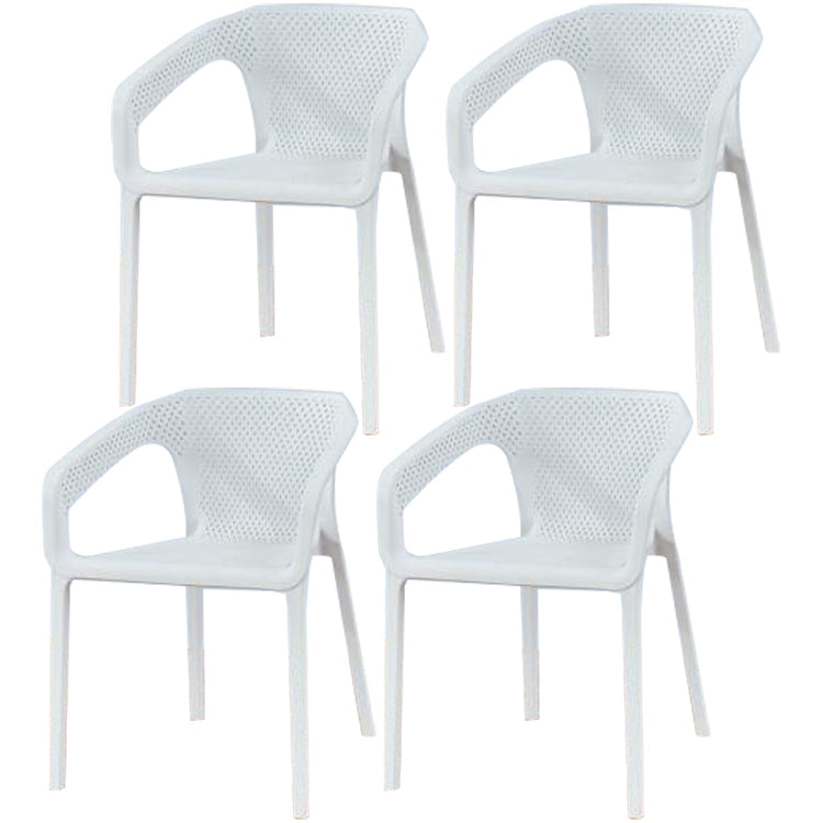 Contemporary Style Dining Room Plastic Arm Chair Multicolor Stacking Dining Chair White 4 Piece Set Clearhalo ' kitchen&dining_furn' 'Dining Chairs' 'Dining Tables & Seating' 'dining_chair' 'furn' 'furn_dining_chair' 'Furniture' 'furniture_dining_chair' 'Kitchen & Dining Furniture' 'kitchen' 3574114