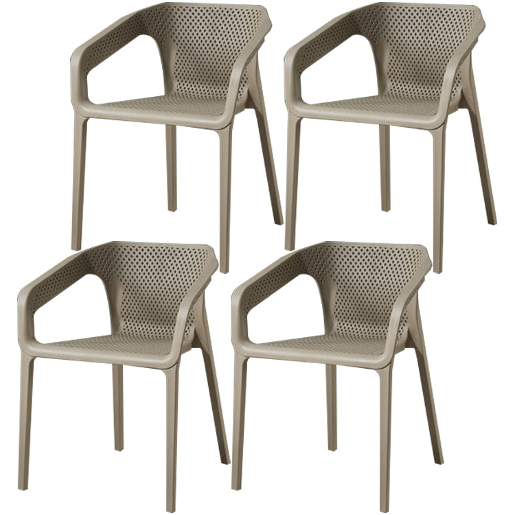 Contemporary Style Dining Room Plastic Arm Chair Multicolor Stacking Dining Chair Light Gray 4 Piece Set Clearhalo ' kitchen&dining_furn' 'Dining Chairs' 'Dining Tables & Seating' 'dining_chair' 'furn' 'furn_dining_chair' 'Furniture' 'furniture_dining_chair' 'Kitchen & Dining Furniture' 'kitchen' 3574117