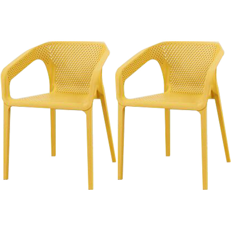 Contemporary Style Dining Room Plastic Arm Chair Multicolor Stacking Dining Chair Yellow 2 Piece Set Clearhalo ' kitchen&dining_furn' 'Dining Chairs' 'Dining Tables & Seating' 'dining_chair' 'furn' 'furn_dining_chair' 'Furniture' 'furniture_dining_chair' 'Kitchen & Dining Furniture' 'kitchen' 3574119
