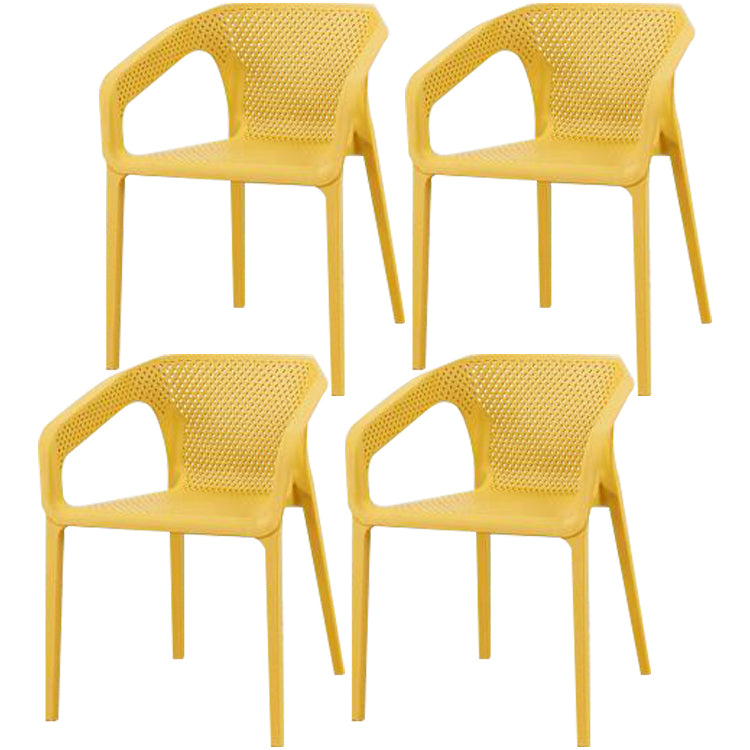 Contemporary Style Dining Room Plastic Arm Chair Multicolor Stacking Dining Chair Yellow 4 Piece Set Clearhalo ' kitchen&dining_furn' 'Dining Chairs' 'Dining Tables & Seating' 'dining_chair' 'furn' 'furn_dining_chair' 'Furniture' 'furniture_dining_chair' 'Kitchen & Dining Furniture' 'kitchen' 3574120