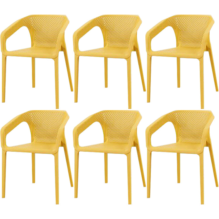 Contemporary Style Dining Room Plastic Arm Chair Multicolor Stacking Dining Chair Yellow 6 Piece Set Clearhalo ' kitchen&dining_furn' 'Dining Chairs' 'Dining Tables & Seating' 'dining_chair' 'furn' 'furn_dining_chair' 'Furniture' 'furniture_dining_chair' 'Kitchen & Dining Furniture' 'kitchen' 3574121