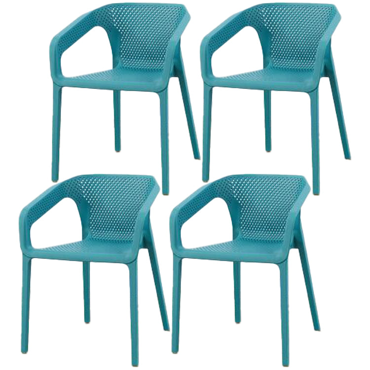 Contemporary Style Dining Room Plastic Arm Chair Multicolor Stacking Dining Chair Dark Blue 4 Piece Set Clearhalo ' kitchen&dining_furn' 'Dining Chairs' 'Dining Tables & Seating' 'dining_chair' 'furn' 'furn_dining_chair' 'Furniture' 'furniture_dining_chair' 'Kitchen & Dining Furniture' 'kitchen' 3574123