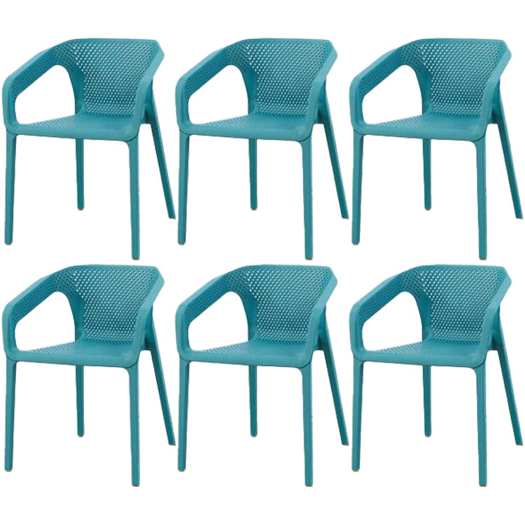 Contemporary Style Dining Room Plastic Arm Chair Multicolor Stacking Dining Chair Dark Blue 6 Piece Set Clearhalo ' kitchen&dining_furn' 'Dining Chairs' 'Dining Tables & Seating' 'dining_chair' 'furn' 'furn_dining_chair' 'Furniture' 'furniture_dining_chair' 'Kitchen & Dining Furniture' 'kitchen' 3574124
