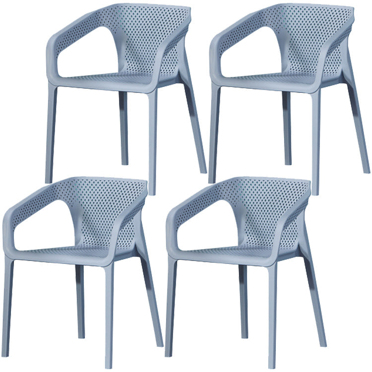 Contemporary Style Dining Room Plastic Arm Chair Multicolor Stacking Dining Chair Gray Blue 4 Piece Set Clearhalo ' kitchen&dining_furn' 'Dining Chairs' 'Dining Tables & Seating' 'dining_chair' 'furn' 'furn_dining_chair' 'Furniture' 'furniture_dining_chair' 'Kitchen & Dining Furniture' 'kitchen' 3574126