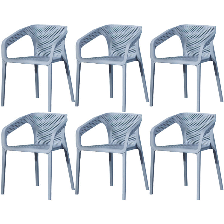 Contemporary Style Dining Room Plastic Arm Chair Multicolor Stacking Dining Chair Gray Blue 6 Piece Set Clearhalo ' kitchen&dining_furn' 'Dining Chairs' 'Dining Tables & Seating' 'dining_chair' 'furn' 'furn_dining_chair' 'Furniture' 'furniture_dining_chair' 'Kitchen & Dining Furniture' 'kitchen' 3574127