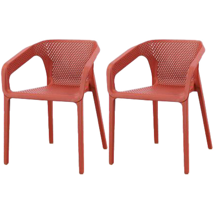 Contemporary Style Dining Room Plastic Arm Chair Multicolor Stacking Dining Chair Burgundy 2 Piece Set Clearhalo ' kitchen&dining_furn' 'Dining Chairs' 'Dining Tables & Seating' 'dining_chair' 'furn' 'furn_dining_chair' 'Furniture' 'furniture_dining_chair' 'Kitchen & Dining Furniture' 'kitchen' 3574131