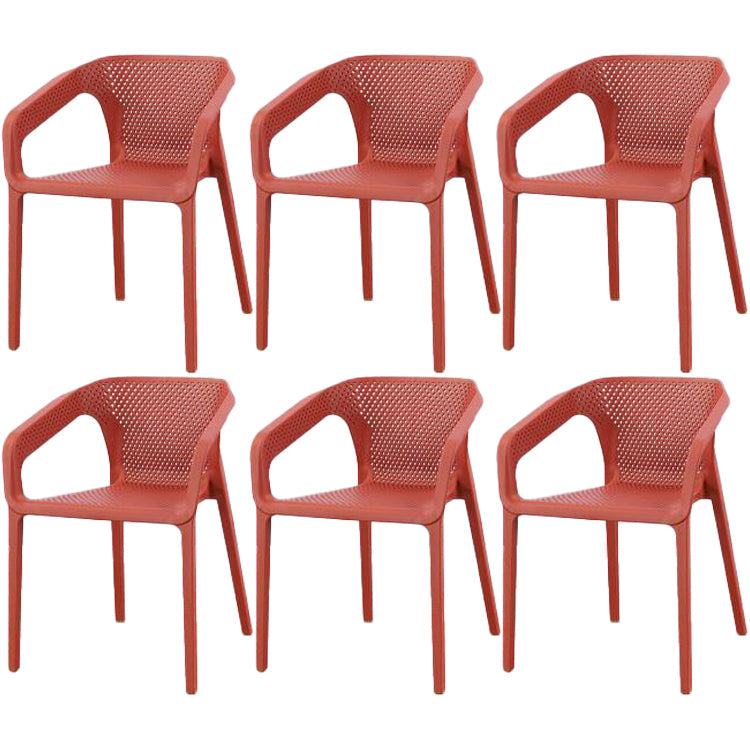 Contemporary Style Dining Room Plastic Arm Chair Multicolor Stacking Dining Chair Burgundy 6 Piece Set Clearhalo ' kitchen&dining_furn' 'Dining Chairs' 'Dining Tables & Seating' 'dining_chair' 'furn' 'furn_dining_chair' 'Furniture' 'furniture_dining_chair' 'Kitchen & Dining Furniture' 'kitchen' 3574133