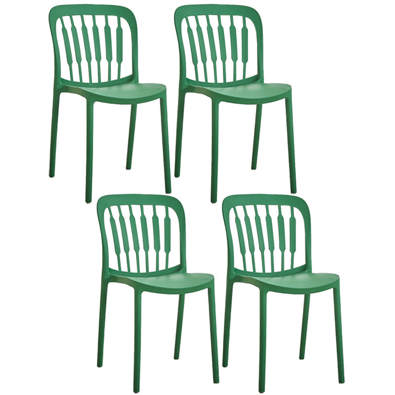 Glam Style Plastic Stackable Side Chair Matte Finish Dining Chair for Home Use Green Slat Back 4 Piece Set Clearhalo ' kitchen&dining_furn' 'Dining Chairs' 'Dining Tables & Seating' 'dining_chair' 'furn' 'furn_dining_chair' 'Furniture' 'furniture_dining_chair' 'Kitchen & Dining Furniture' 'kitchen' 3574135