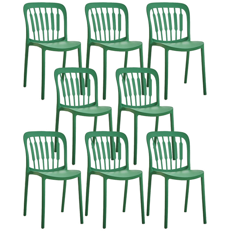 Glam Style Plastic Stackable Side Chair Matte Finish Dining Chair for Home Use Green Slat Back 8 Piece Set Clearhalo ' kitchen&dining_furn' 'Dining Chairs' 'Dining Tables & Seating' 'dining_chair' 'furn' 'furn_dining_chair' 'Furniture' 'furniture_dining_chair' 'Kitchen & Dining Furniture' 'kitchen' 3574136