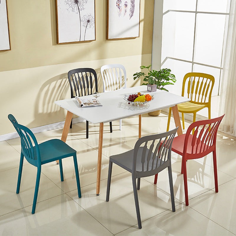 Glam Style Plastic Stackable Side Chair Matte Finish Dining Chair for Home Use Clearhalo ' kitchen&dining_furn' 'Dining Chairs' 'Dining Tables & Seating' 'dining_chair' 'furn' 'furn_dining_chair' 'Furniture' 'furniture_dining_chair' 'Kitchen & Dining Furniture' 'kitchen' 3574137