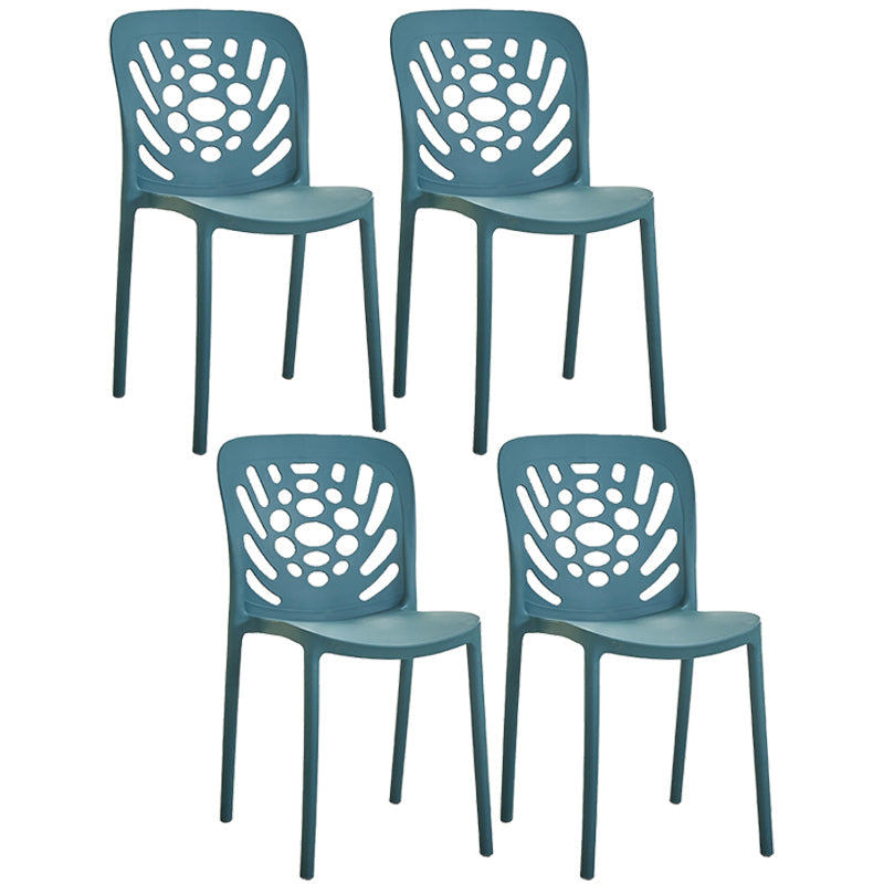 Glam Style Plastic Stackable Side Chair Matte Finish Dining Chair for Home Use Blue Open 4 Piece Set Clearhalo ' kitchen&dining_furn' 'Dining Chairs' 'Dining Tables & Seating' 'dining_chair' 'furn' 'furn_dining_chair' 'Furniture' 'furniture_dining_chair' 'Kitchen & Dining Furniture' 'kitchen' 3574143