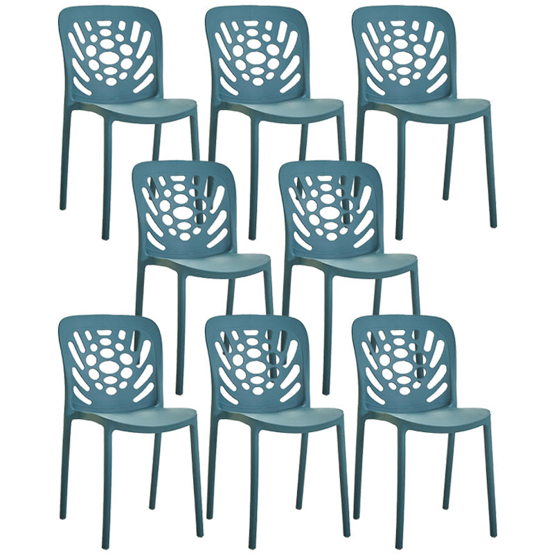 Glam Style Plastic Stackable Side Chair Matte Finish Dining Chair for Home Use Blue Open 8 Piece Set Clearhalo ' kitchen&dining_furn' 'Dining Chairs' 'Dining Tables & Seating' 'dining_chair' 'furn' 'furn_dining_chair' 'Furniture' 'furniture_dining_chair' 'Kitchen & Dining Furniture' 'kitchen' 3574144