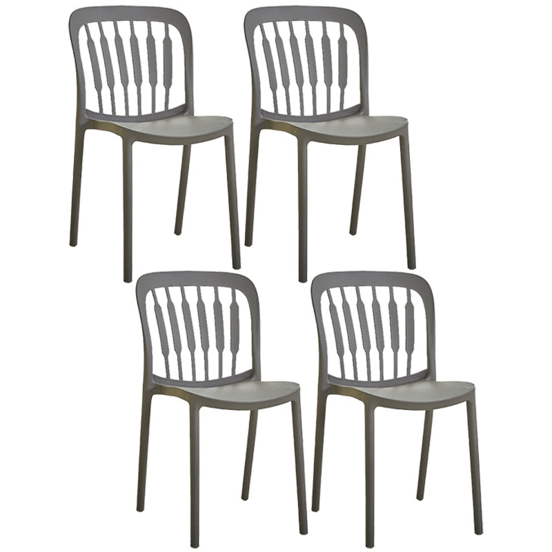 Glam Style Plastic Stackable Side Chair Matte Finish Dining Chair for Home Use Grey Slat Back 4 Piece Set Clearhalo ' kitchen&dining_furn' 'Dining Chairs' 'Dining Tables & Seating' 'dining_chair' 'furn' 'furn_dining_chair' 'Furniture' 'furniture_dining_chair' 'Kitchen & Dining Furniture' 'kitchen' 3574146