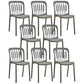 Glam Style Plastic Stackable Side Chair Matte Finish Dining Chair for Home Use Grey Slat Back 8 Piece Set Clearhalo ' kitchen&dining_furn' 'Dining Chairs' 'Dining Tables & Seating' 'dining_chair' 'furn' 'furn_dining_chair' 'Furniture' 'furniture_dining_chair' 'Kitchen & Dining Furniture' 'kitchen' 3574147