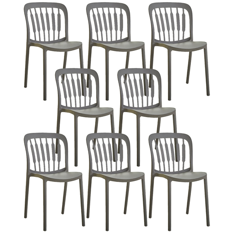Glam Style Plastic Stackable Side Chair Matte Finish Dining Chair for Home Use Grey Slat Back 8 Piece Set Clearhalo ' kitchen&dining_furn' 'Dining Chairs' 'Dining Tables & Seating' 'dining_chair' 'furn' 'furn_dining_chair' 'Furniture' 'furniture_dining_chair' 'Kitchen & Dining Furniture' 'kitchen' 3574147