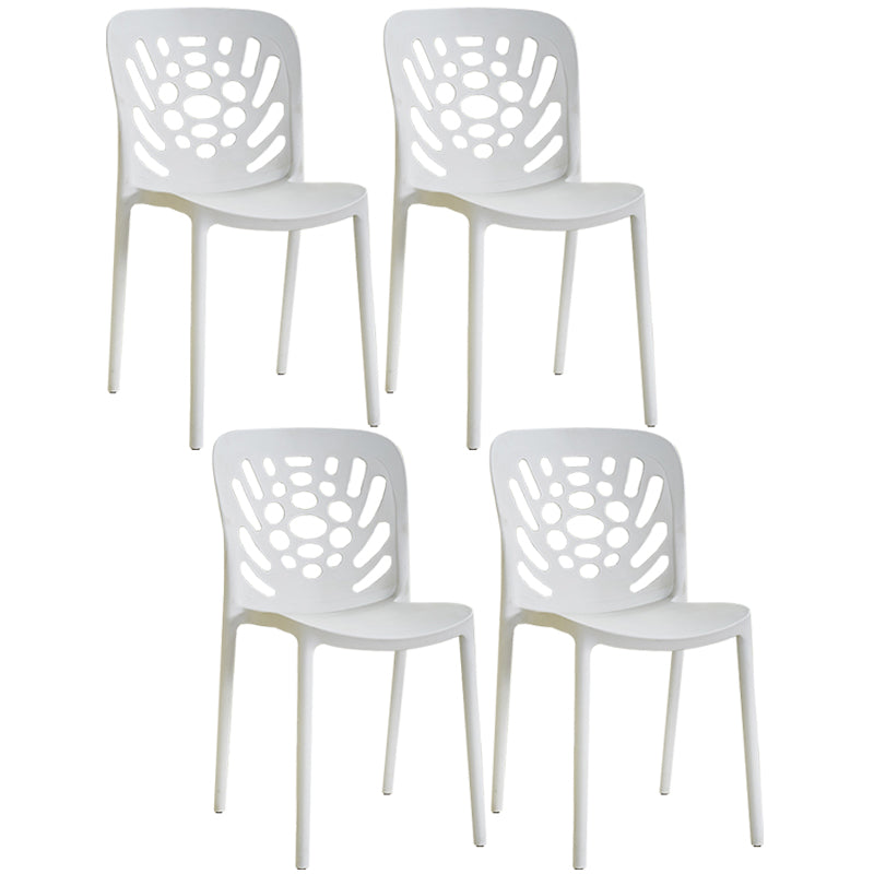 Glam Style Plastic Stackable Side Chair Matte Finish Dining Chair for Home Use White Open 4 Piece Set Clearhalo ' kitchen&dining_furn' 'Dining Chairs' 'Dining Tables & Seating' 'dining_chair' 'furn' 'furn_dining_chair' 'Furniture' 'furniture_dining_chair' 'Kitchen & Dining Furniture' 'kitchen' 3574150