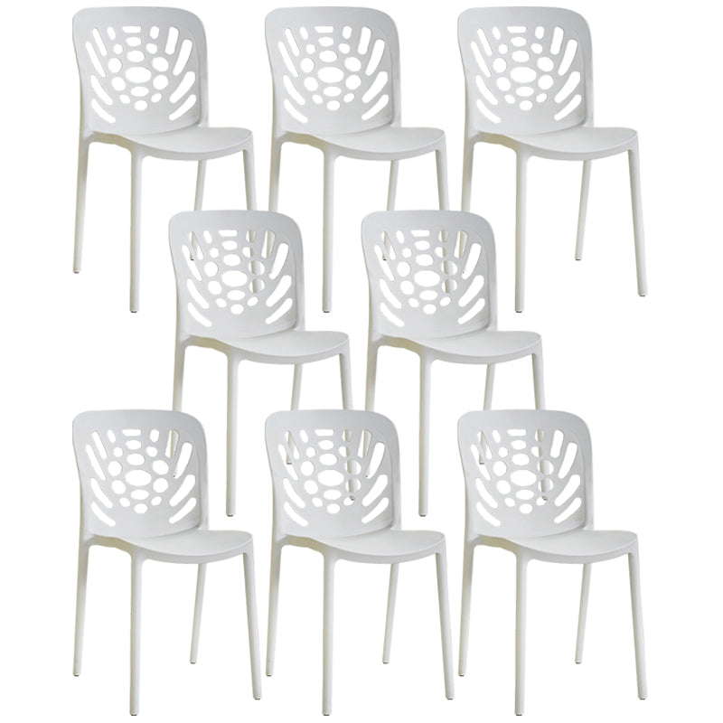 Glam Style Plastic Stackable Side Chair Matte Finish Dining Chair for Home Use White Open 8 Piece Set Clearhalo ' kitchen&dining_furn' 'Dining Chairs' 'Dining Tables & Seating' 'dining_chair' 'furn' 'furn_dining_chair' 'Furniture' 'furniture_dining_chair' 'Kitchen & Dining Furniture' 'kitchen' 3574151